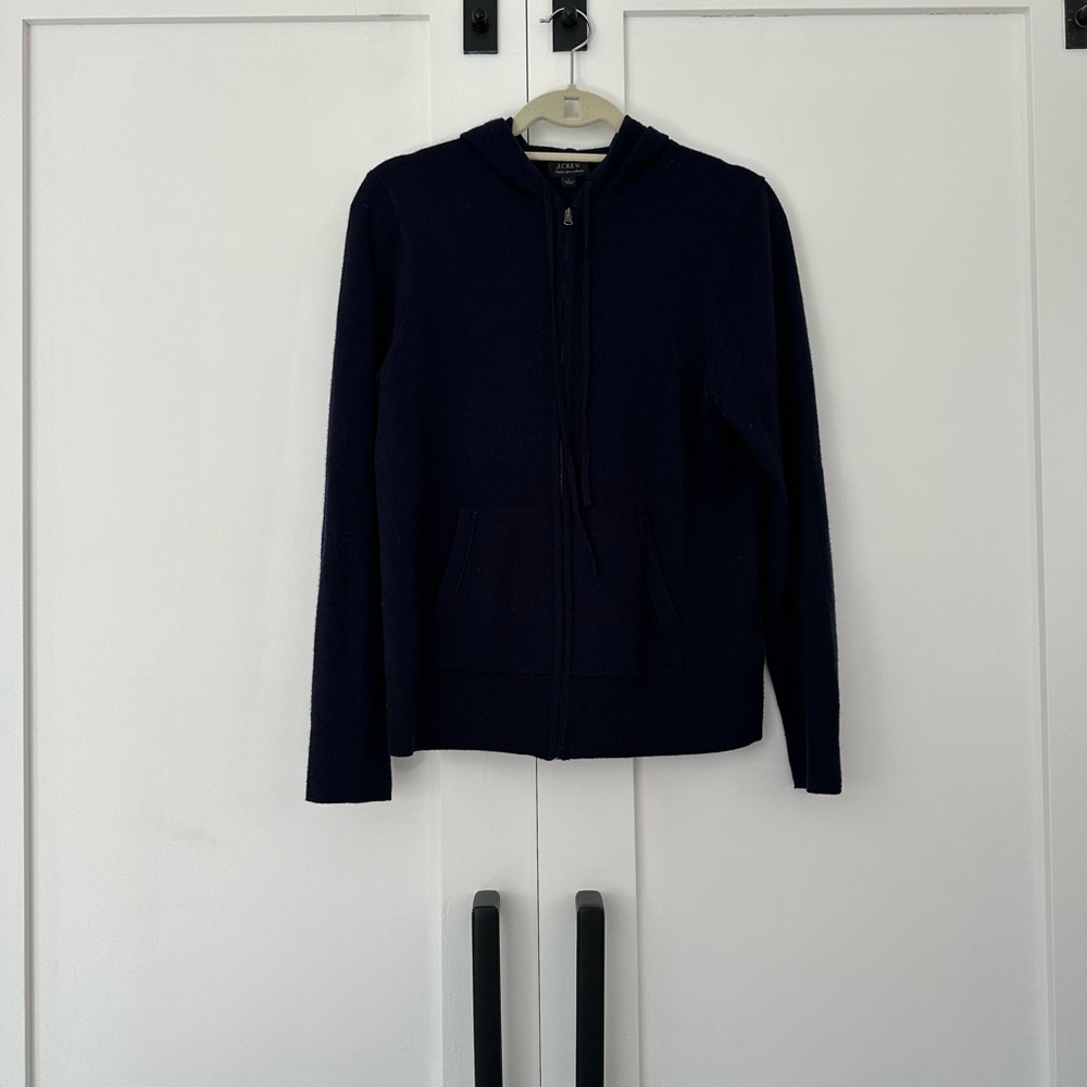 J. Crew Cashmere Dark Navy Blue Zip  Hoodie